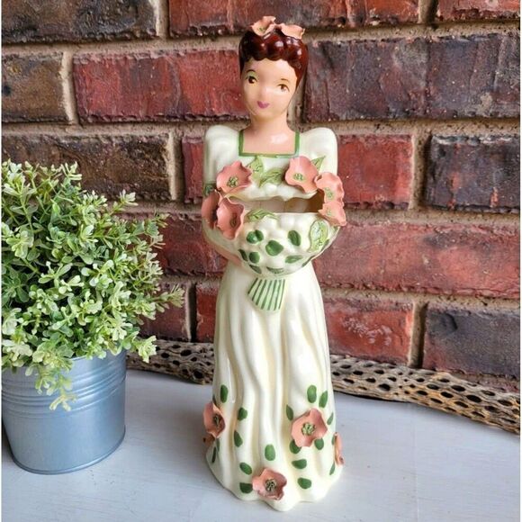 Vintage Beautiful & Rare Tall California Pottery Elegant Lady Bouquet Vase - Picture 12 of 12